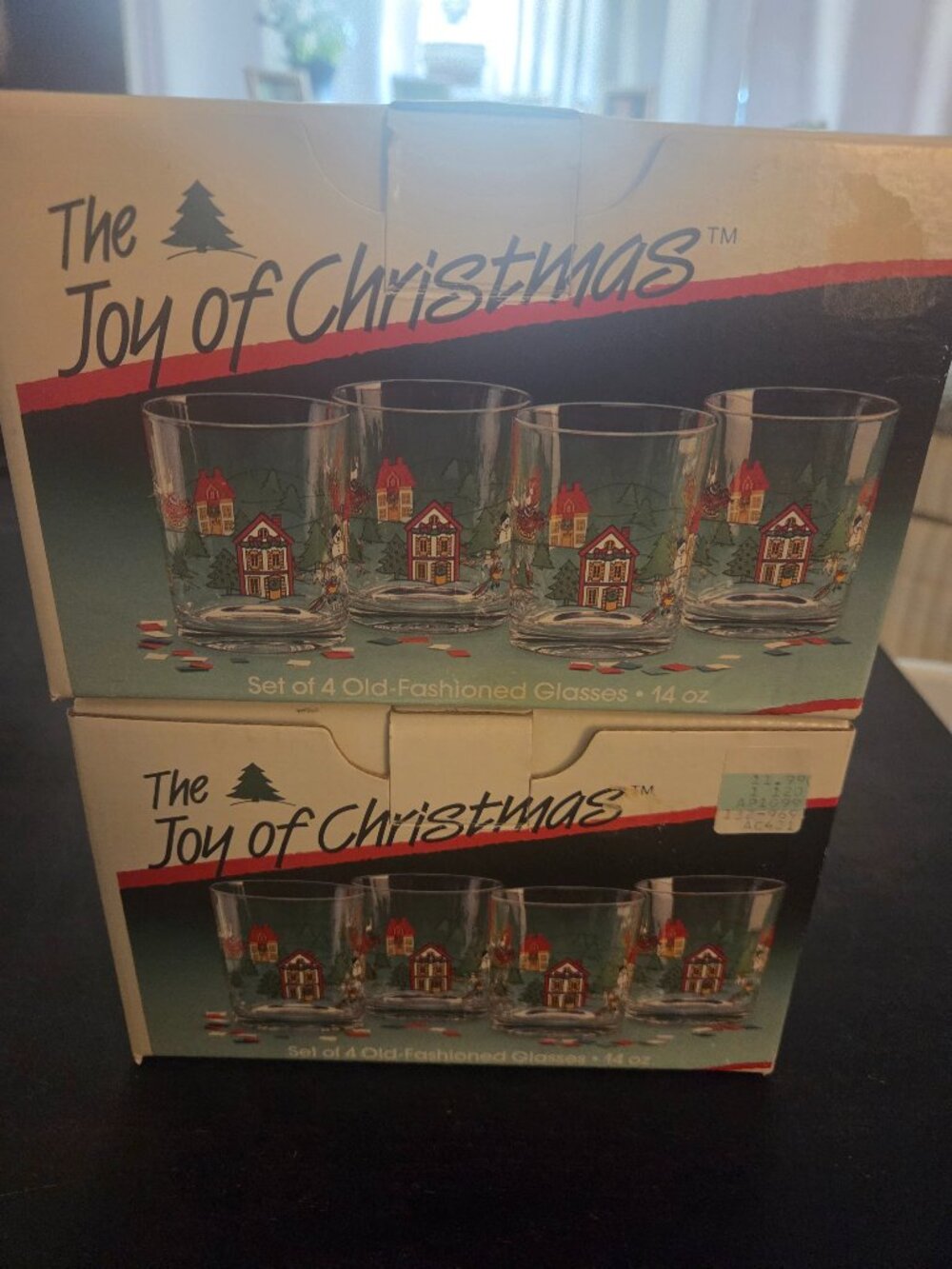 8  Christmas glasses in box from 1988